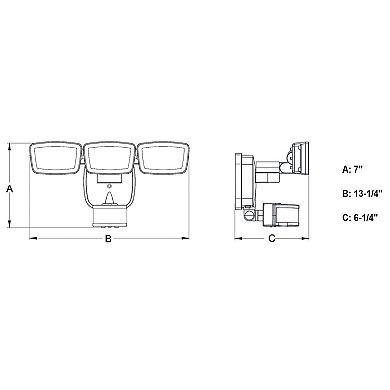 Bronze Integrated LED Motion Sensor Dusk to Dawn 3-Head Outdoor Security Flood Light - 240 Degree - 85 Ft.