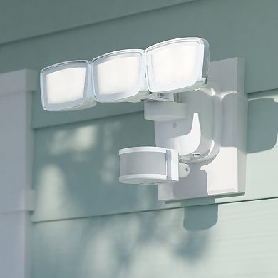 Bronze Integrated LED Motion Sensor Dusk to Dawn 3-Head Outdoor Security Flood Light - 240 Degree - 85 Ft.