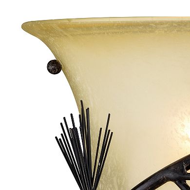 Sierra 1 Light Bronze Rustic Pinecone Half Moon Wall Sconce Cream Glass