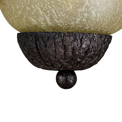 Sierra 1 Light Bronze Rustic Pinecone Half Moon Wall Sconce Cream Glass