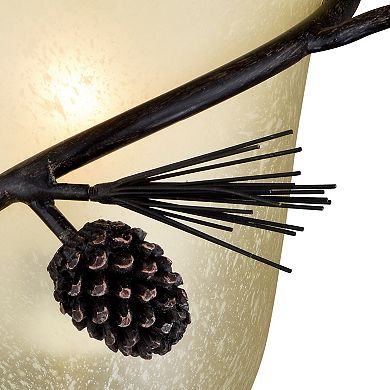Sierra 1 Light Bronze Rustic Pinecone Half Moon Wall Sconce Cream Glass
