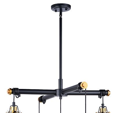 Kassidy 5 Light Black Industrial Teardrop Chandelier Clear Glass