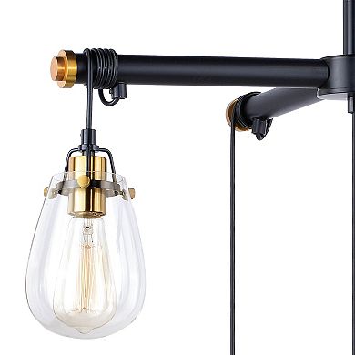 Kassidy 5 Light Black Industrial Teardrop Chandelier Clear Glass