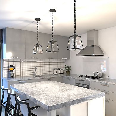 Grant 7-in Indoor Outdoor Farmhouse Mini Pendant Lantern, 1-Light Hanging Ceiling Light with Clear Glass