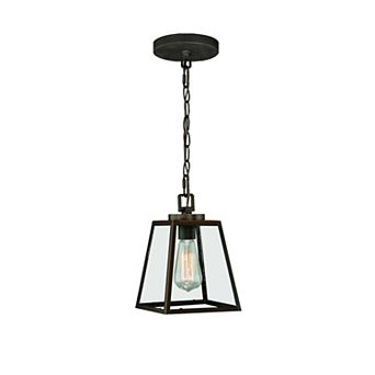 Grant 7 in Indoor Outdoor Farmhouse Mini Pendant Lantern, 1-Light Hanging Ceiling Light with Clear Glass