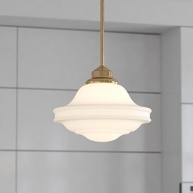 Huntley 1 Light Farmhouse Schoolhouse Pendant Fixture White Glass