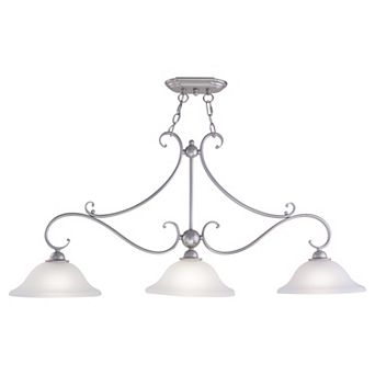 Monrovia 3L Linear Chandelier Island Pendant Light Fixture White Glass