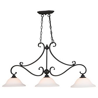 Monrovia 3L Linear Chandelier Island Pendant Light Fixture White Glass