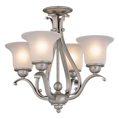 Monrovia 4 Light Brushed Nickel Mini Chandelier White Glass