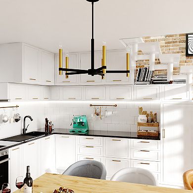 Damen 5 Light Black and Brass Contemporary Candle Chandelier