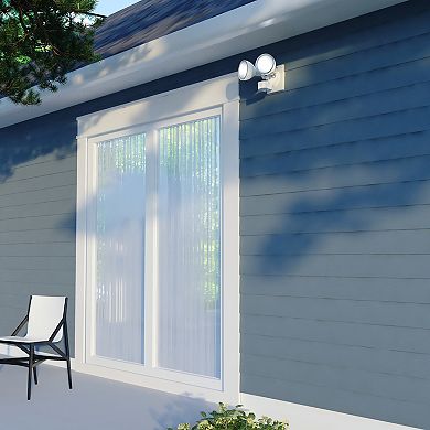 White Motion Sensor Dusk to Dawn Outdoor Security Flood Light - 240 Degree Range - 85 Ft