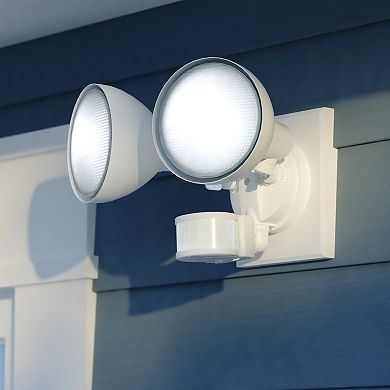 White Motion Sensor Dusk to Dawn Outdoor Security Flood Light - 240 Degree Range - 85 Ft