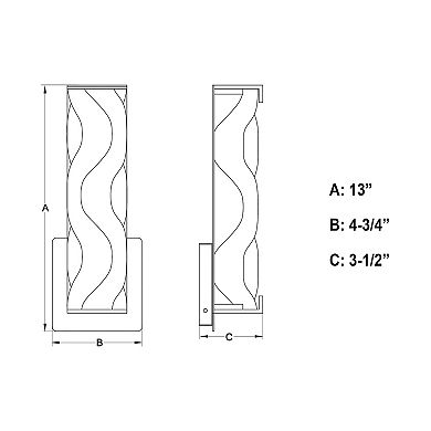 Marseille 1 Light LED Bathroom Vanity Wall Sconce Fixture Clear Wave Glass