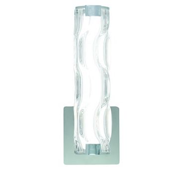 Marseille 1 Light LED Bathroom Vanity Wall Sconce Fixture Clear Wave Glass