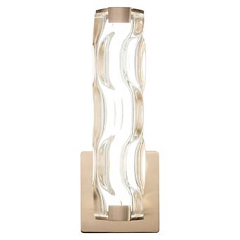 Marseille 1 Light LED Bathroom Vanity Wall Sconce Fixture Clear Wave Glass
