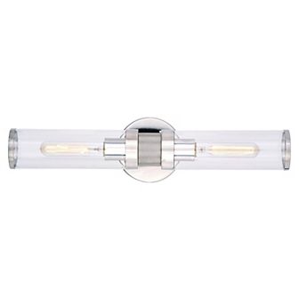 Levitt 2 Light Mid Century Modern Industrial Bathroom Vanity Wall Light Fixture Clear Glass