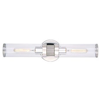 Levitt 2 Light Mid Century Modern Industrial Bathroom Vanity Wall Light Fixture Clear Glass