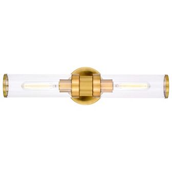 Levitt 2 Light Mid Century Modern Industrial Bathroom Vanity Wall Light Fixture Clear Glass
