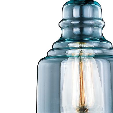 Millie Bronze Farmhouse Jar Mini Pendant Ceiling Light Smoke Blue Glass