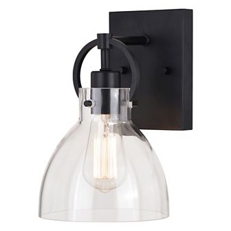 Ogden Contemporary Black Bathroom Vanity Wall Light Fixture Clear Glass