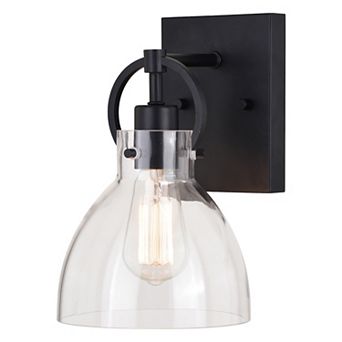 Ogden Contemporary Black Bathroom Vanity Wall Light Fixture Clear Glass
