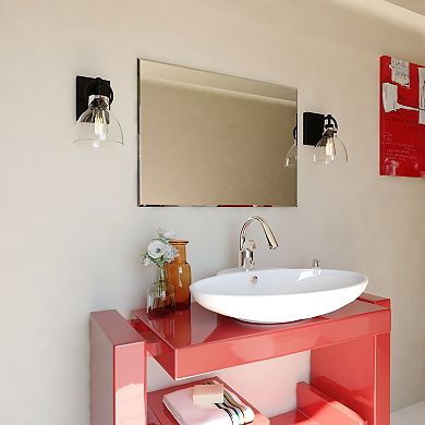 Ogden Contemporary Black Bathroom Vanity Wall Light Fixture Clear Glass