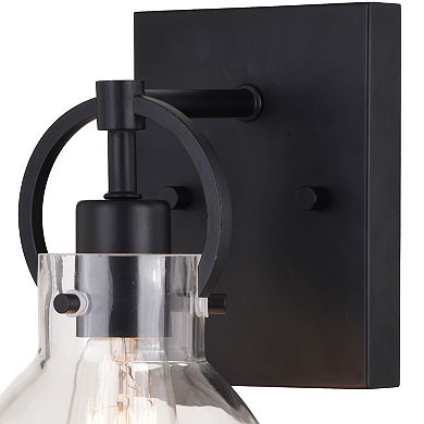 Ogden Contemporary Black Bathroom Vanity Wall Light Fixture Clear Glass