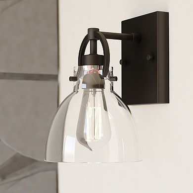 Ogden Contemporary Black Bathroom Vanity Wall Light Fixture Clear Glass