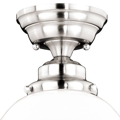 Huntley 12-in W Farmhouse Schoolhouse Semi Flush Mount Ceiling Light Fixture White Glass