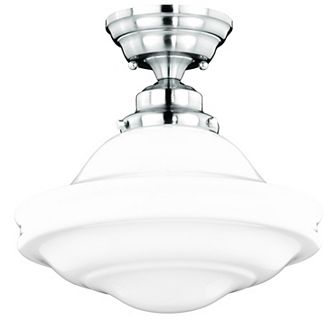 Huntley 12 in W Farmhouse Schoolhouse Semi Flush Mount Ceiling Light Fixture White Glass