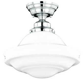 Huntley 12 in W Farmhouse Schoolhouse Semi Flush Mount Ceiling Light Fixture White Glass