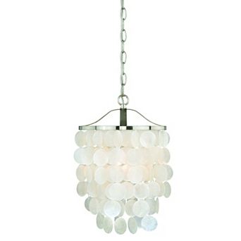 Elsa 1 Light Satin Nickel Coastal Capiz Shell Waterfall Pendant