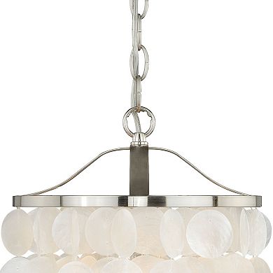 Elsa 1 Light Satin Nickel Coastal Capiz Shell Waterfall Pendant
