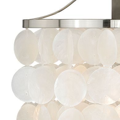 Elsa 1 Light Satin Nickel Coastal Capiz Shell Waterfall Pendant