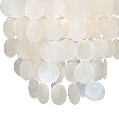 Elsa 1 Light Satin Nickel Coastal Capiz Shell Waterfall Pendant