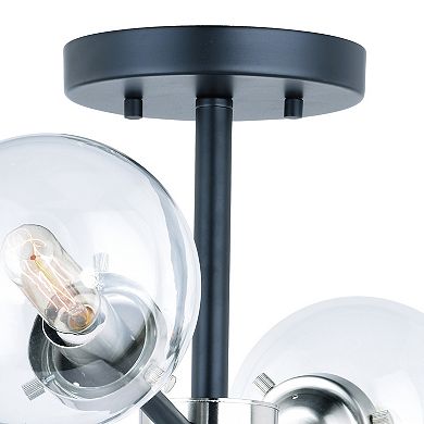 Orbit Mid-Century Modern Sputnik Semi Flush Mount Ceiling Light Fixture Clear Glass Globes