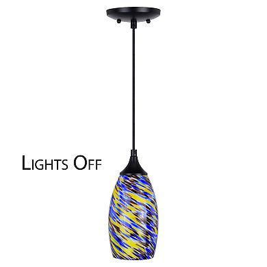 Milano Mini Pendant Ceiling Light Fixture Multi Color Swirl Art Glass