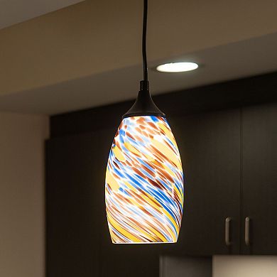 Milano Mini Pendant Ceiling Light Fixture Multi Color Swirl Art Glass