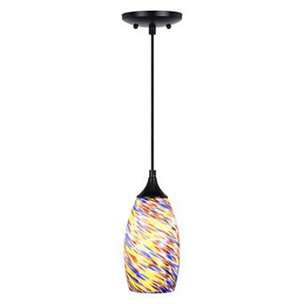 Milano Mini Pendant Ceiling Light Fixture Multi Color Swirl Art Glass