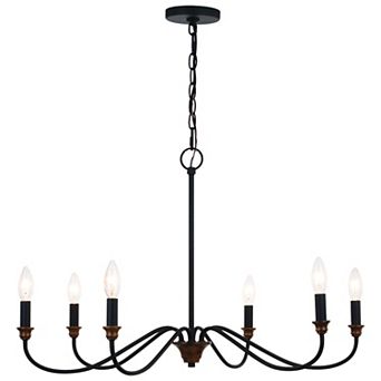 Annabelle 6 Light Black Farmhouse Candelabra Chandelier