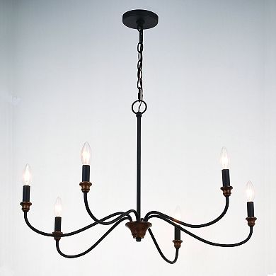 Annabelle 6 Light Black Farmhouse Candelabra Chandelier