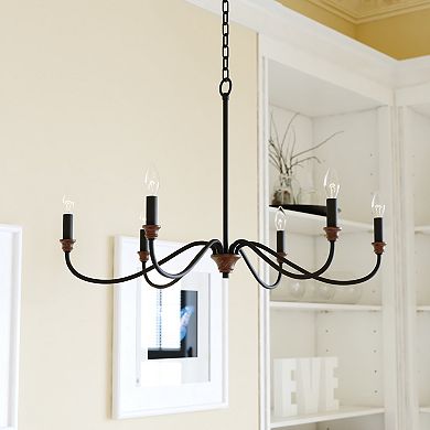 Annabelle 6 Light Black Farmhouse Candelabra Chandelier