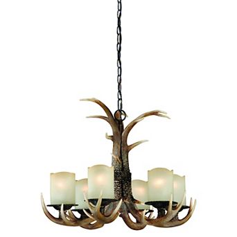 Yoho 6 Light Bronze Rustic Antler Chandelier