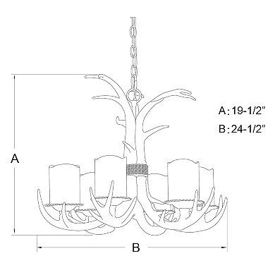 Yoho 6 Light Bronze Rustic Antler Chandelier