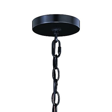 Bremerton 5 Light Black and Wood Cage Drum Chandelier