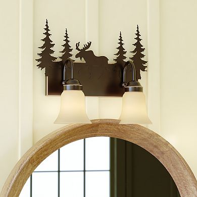 Yellowstone Bronze Rustic Moose Bathroom Vanity Wall Light Fixture