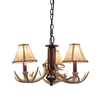 Lodge 3L LED Bronze Rustic Antler Mini Chandelier or Ceiling Fan Light Kit