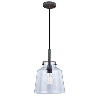 Milone 1 Light Bronze Farmhouse Jar Pendant Clear Glass