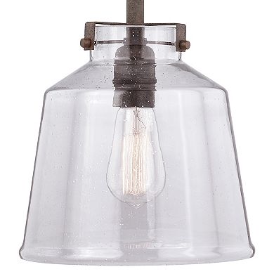 Milone 1 Light Bronze Farmhouse Jar Pendant Clear Glass
