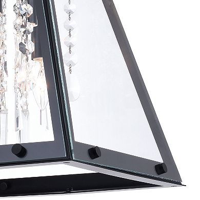 Tremont Crystal Black Industrical Glas Pendant Lantern Light Fixture Clear Glass